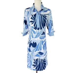 GRETCHEN SCOTT Designs Everyday Shirt Dress Size Small Blue Abstract Floral